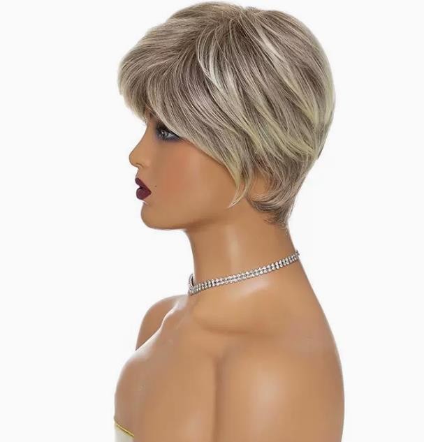 2026 Women Brown Blonde mix Short Hair Wigs Daily Party Natural Full Wig