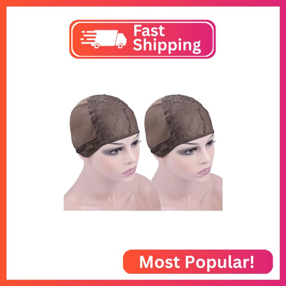 YTBYT 2 Pcs Double Lace Wig Caps with Adjustable Straps Swiss Lace Hairnet on th
