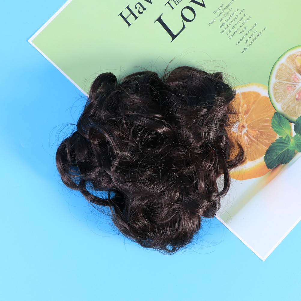 Elastic Light Brown Hair Bun Extension Easy to Wear and Wash for Elegant Events