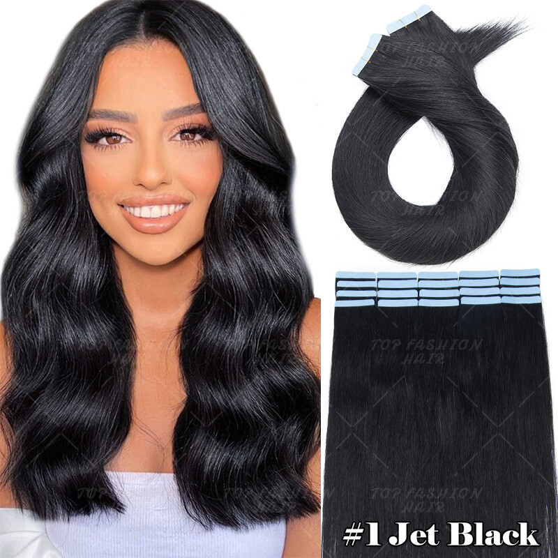 Tape In Stick 100% Remy 8A Human Hair Extensions Full Head Skin Weft Thick Long