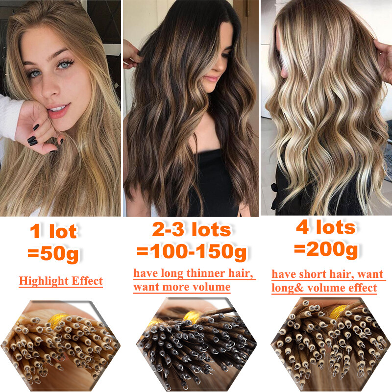 Nano Ring Tip Real Human Hair Extensions Micro Loop Links Beads Bonded Strands