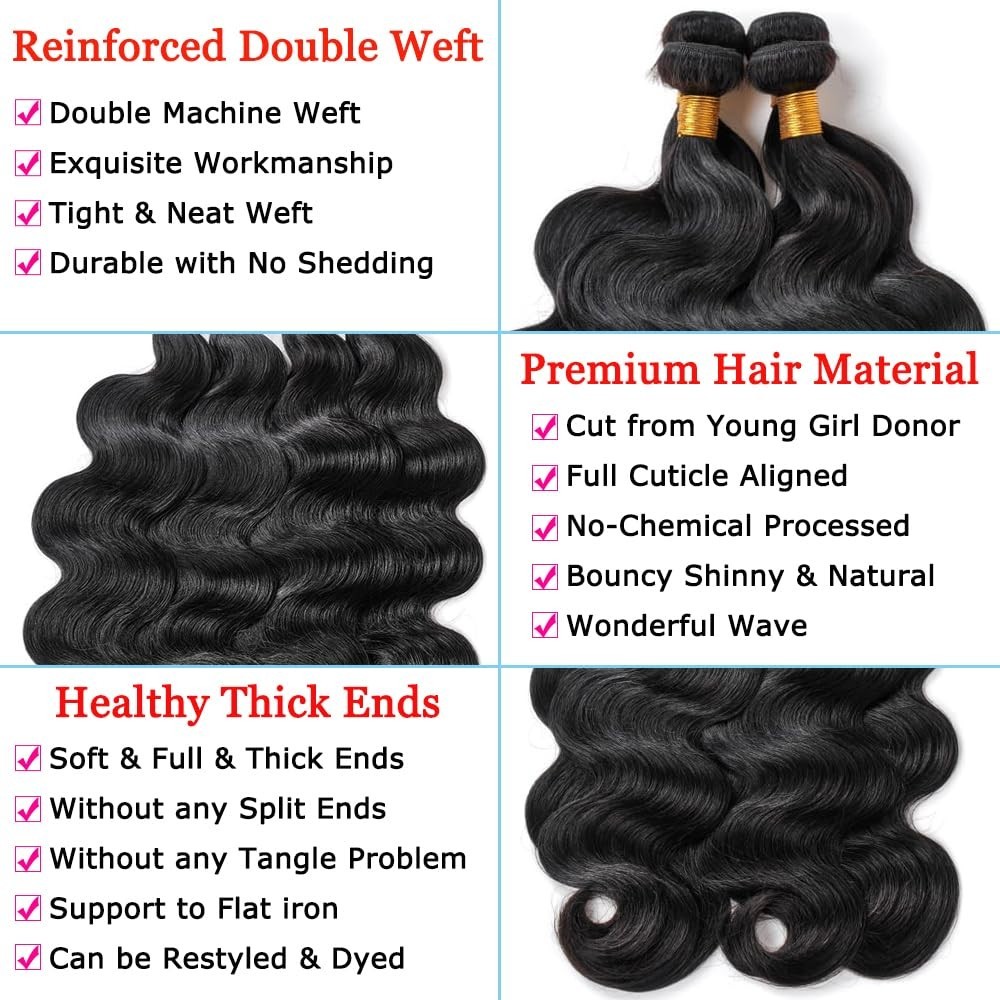 16A Human Hair Bundles 18 20 22 24 Inch Body Wave Bundles Human Hair 400g Brazil