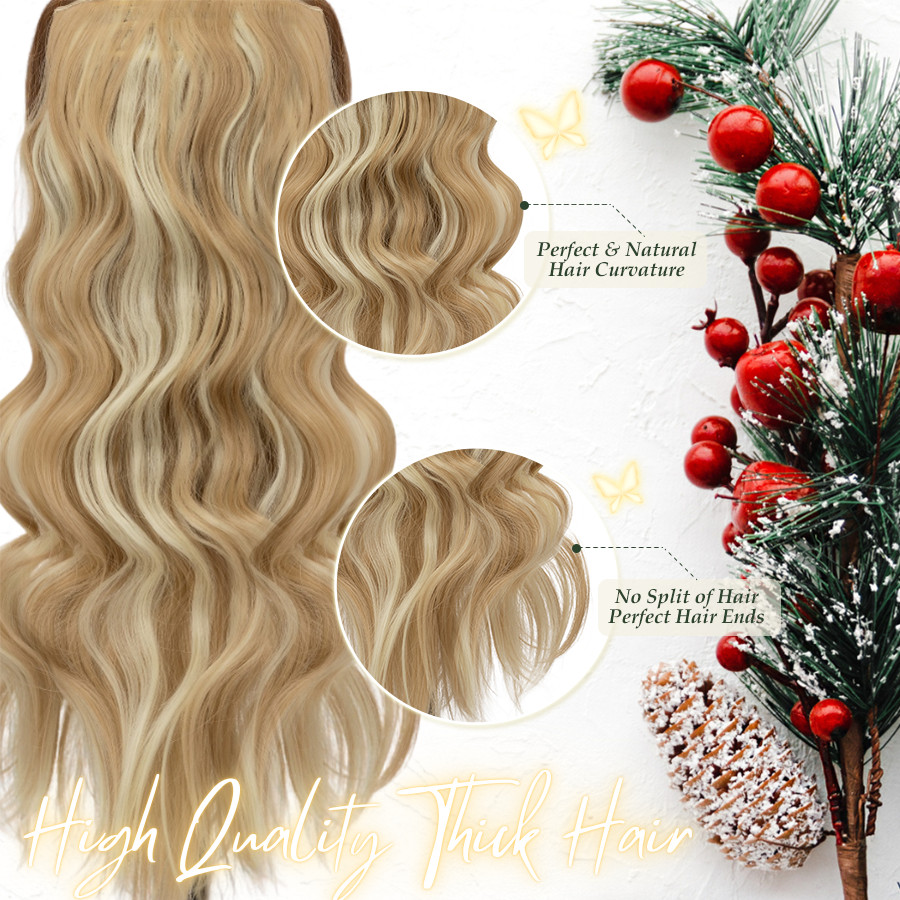 Natural Thick Full Head Balayage 4Pcs Clip in Hair Extensions Soft Hairpiece US