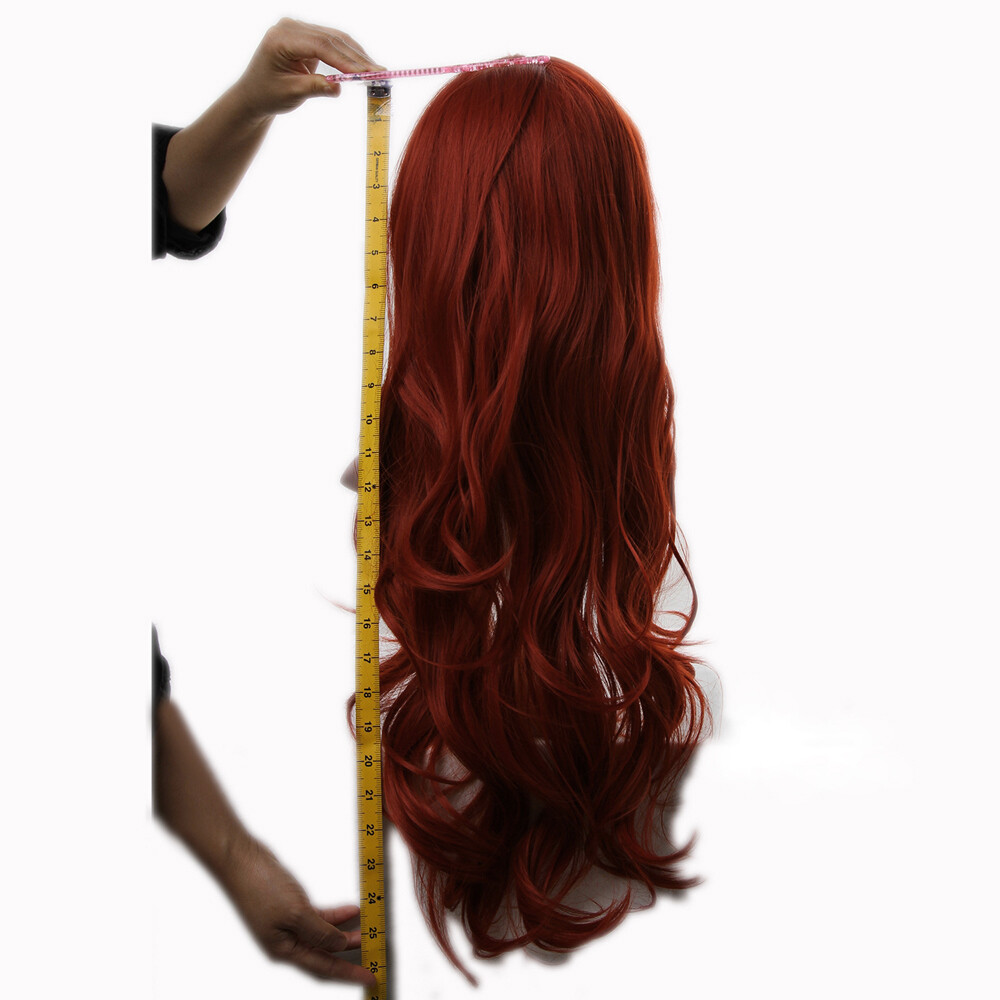Long Wavy Curly Wigs Copper Red Full Wigs Synthetic Wigs Cosplay Party Halloween