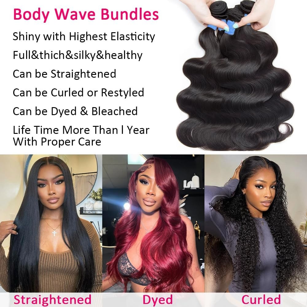 Gotcosy 14A Body Wave Bundles Human Hair 20 22 24 26Inch 100 Brazilian Virgin