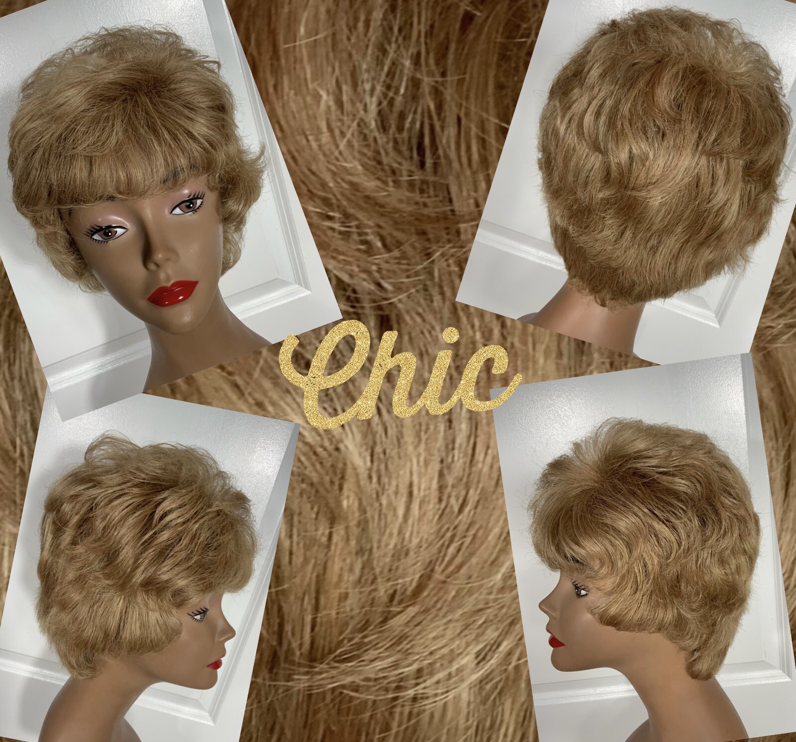 CHIC Synthetic Wig Medium Golden Blonde Size Average Layered Wavy Shampooed C-13