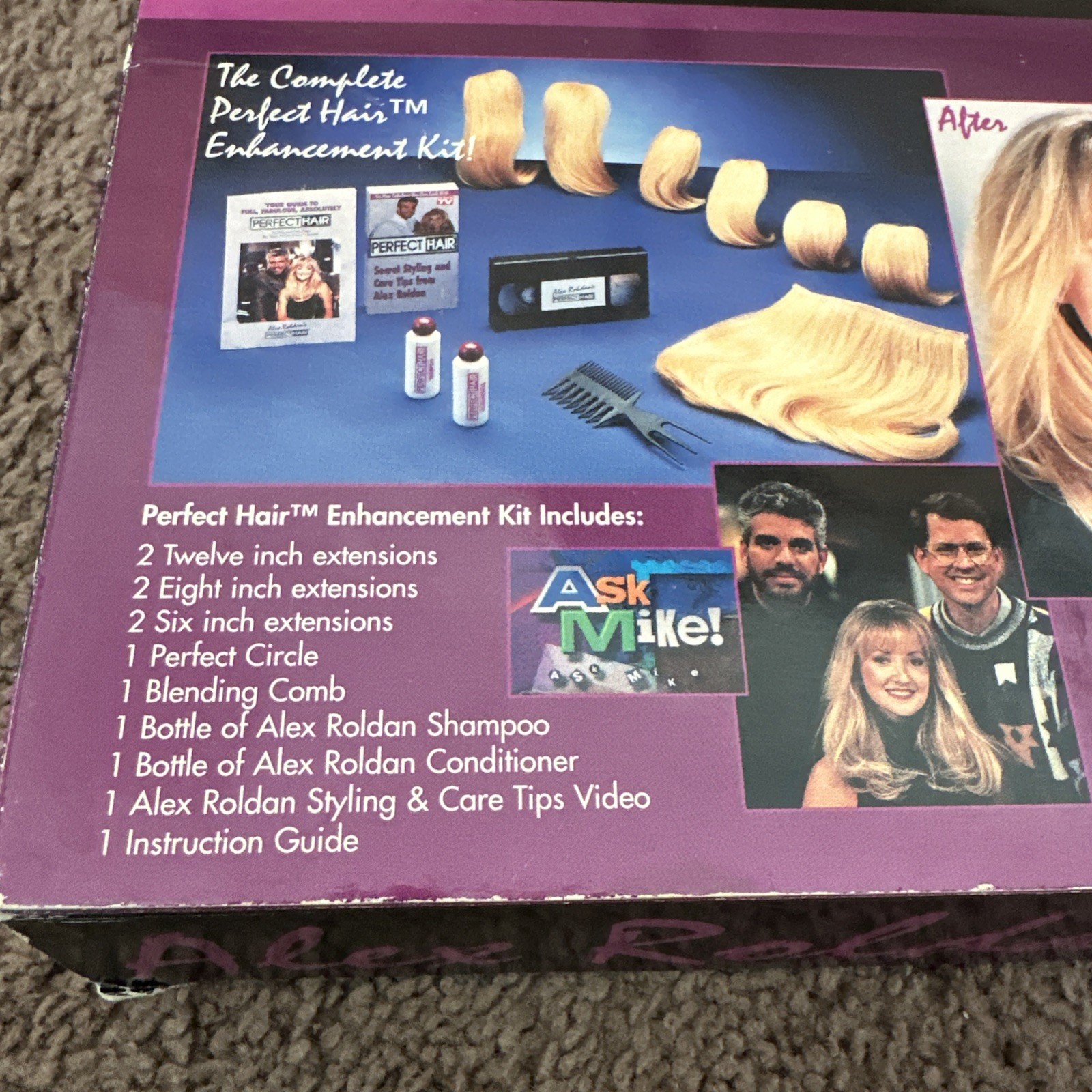 Alex Roldan Perfect Hair 100% Human Hair Extensions Dark Brown VTG Open Box Read