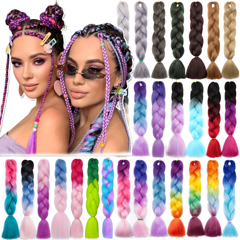 Girls 24″ Long Hair Extensions Party Cosplay Jumbo Braids Crochet MULTI Colors