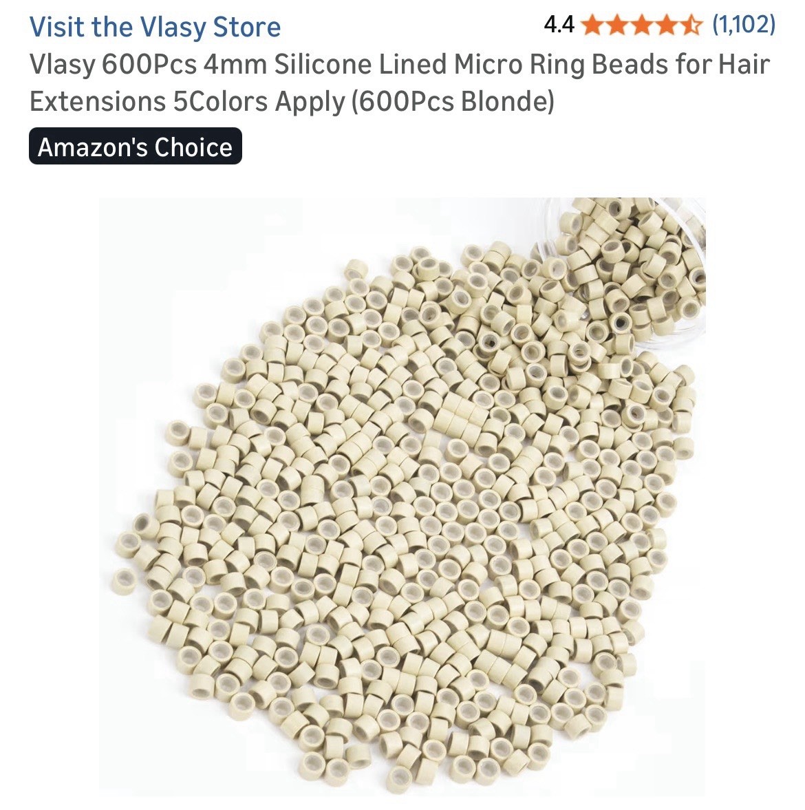 Vlasy 600Pcs 4mm Silicone Lined Micro Ring Beads for Hair Extensions Blonde