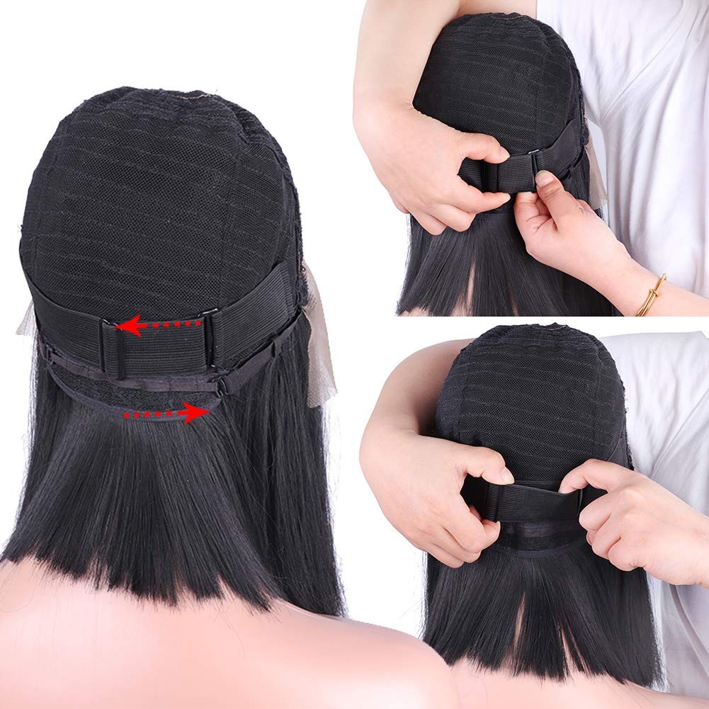 Nvunofry 6 PCS Adjustable Elastic Band for Wig Making 1.4 x 12.2 Inch, Black