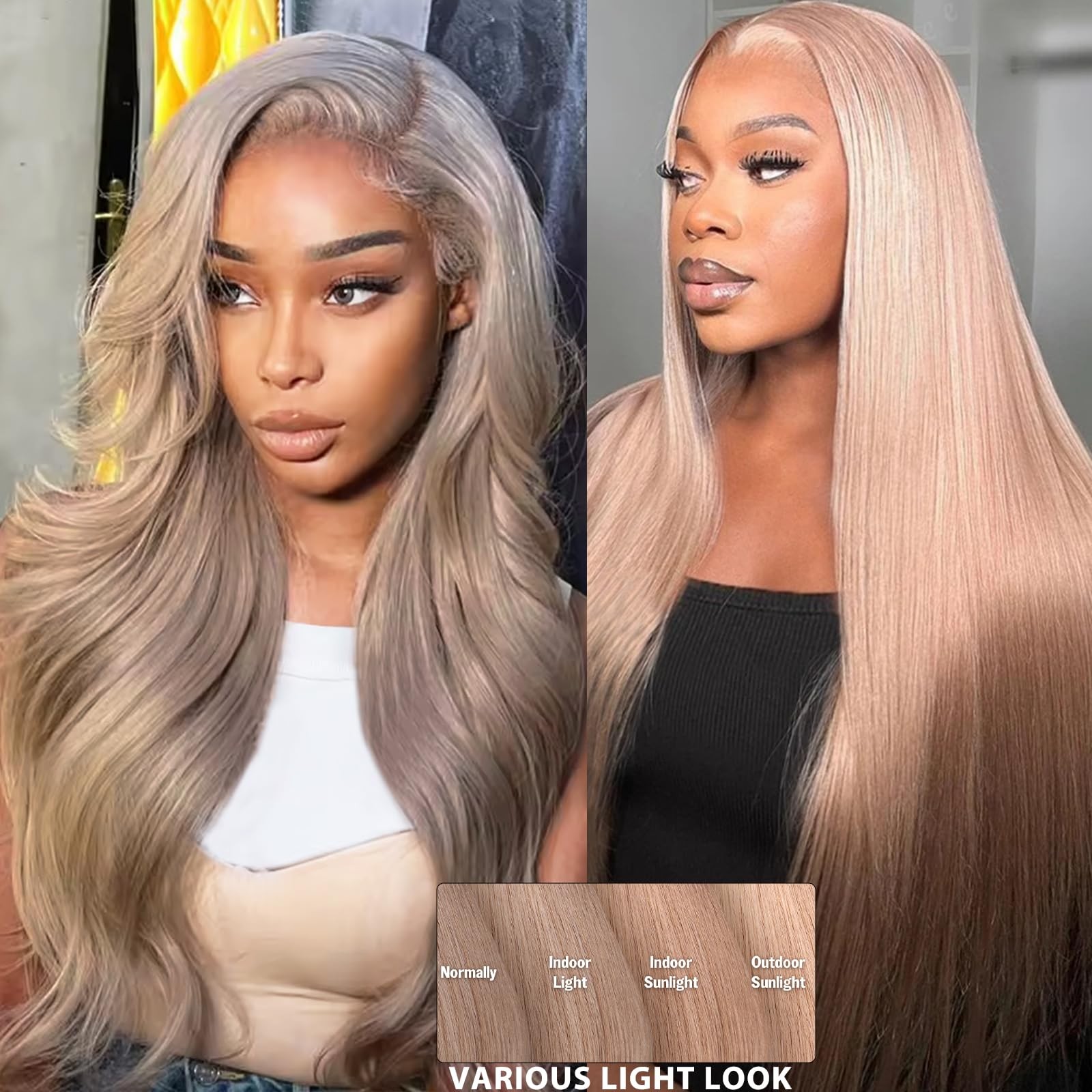 Belaved Ash Blonde Wigs Human Hair 13X6 Lace Front 18Inch Hd Wig Straight Grey