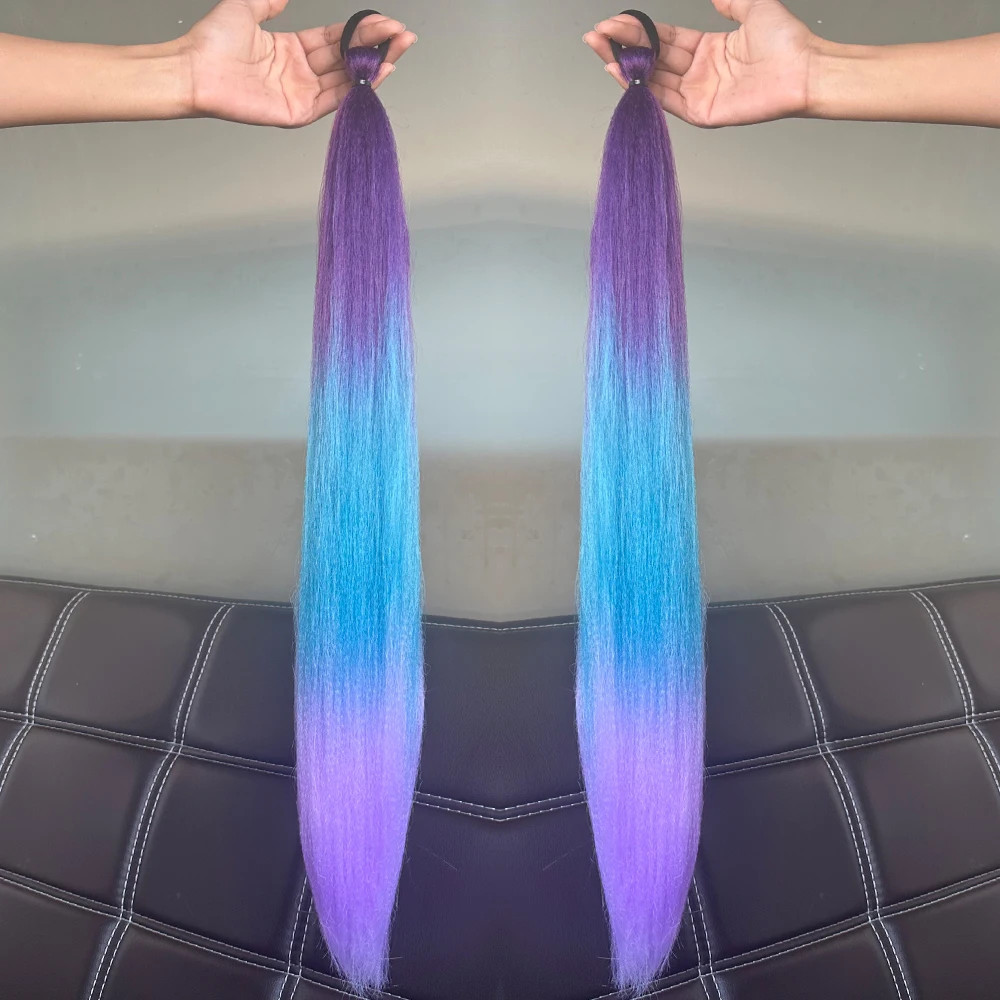 2Pcs Synthetic Straight Ponytail Hair Extensions With Elastic Hair Tie