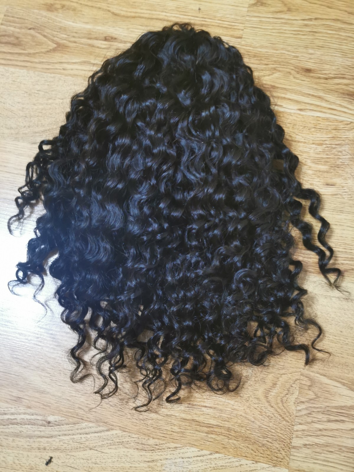 Quality Natural Black Burmese Curly Human Hair Headband Wig 16″