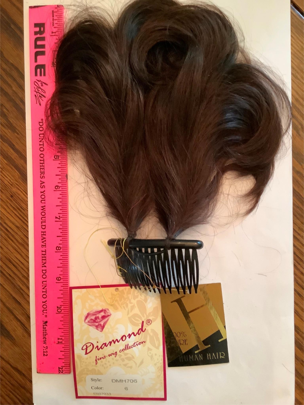 DMH706 100% REAL HUMAN HAIR 2 Bendable 5’WIRES 4” Hair UP-DO DARK BROWN 6