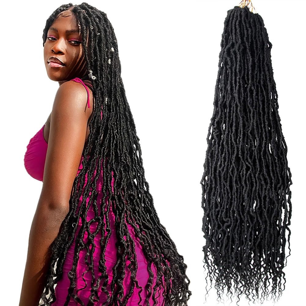 BOHOBABE 30″ Boho Soft Faux Locs Crochet Hair Wavy Curly Ends