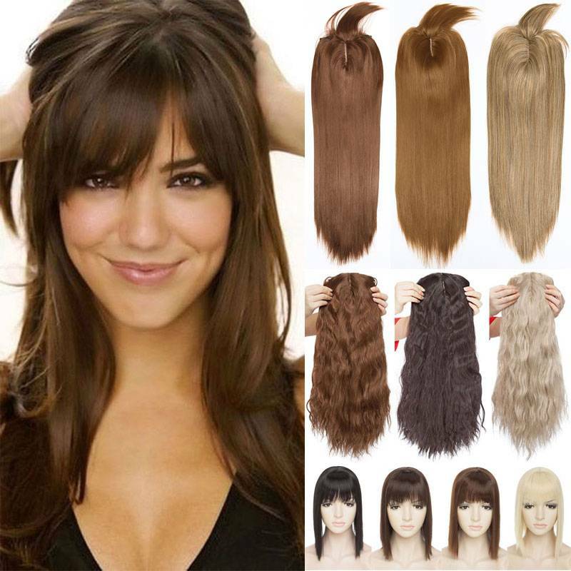 Thick Corn Wavy Topper Hair Clip In Mimic-Human Hair Extension Full Head Brown