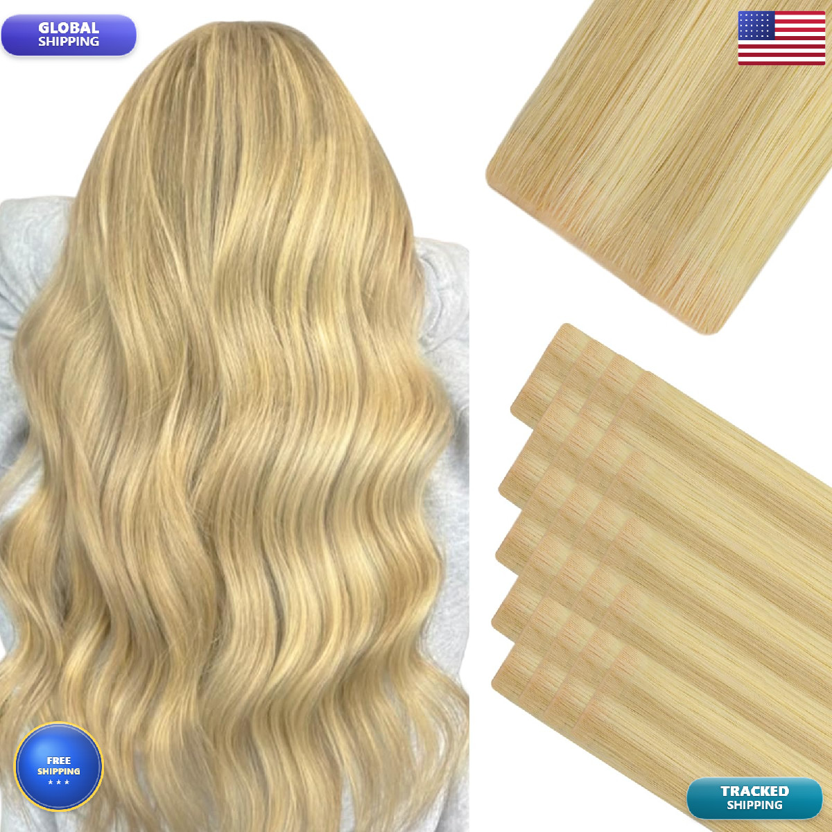 Hotbanana Invisi Edge Tape In Hair Extensions Human Hair 22Inch 50G 20Pcs Light