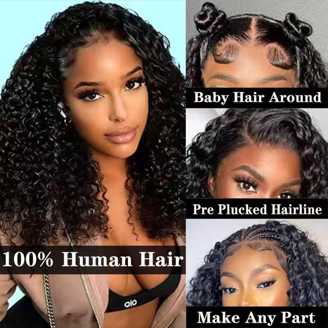 Kimosahair Curly Bob Wig Human Hair 200 Density 13X4 Hd Lace Frontal Deep Wave