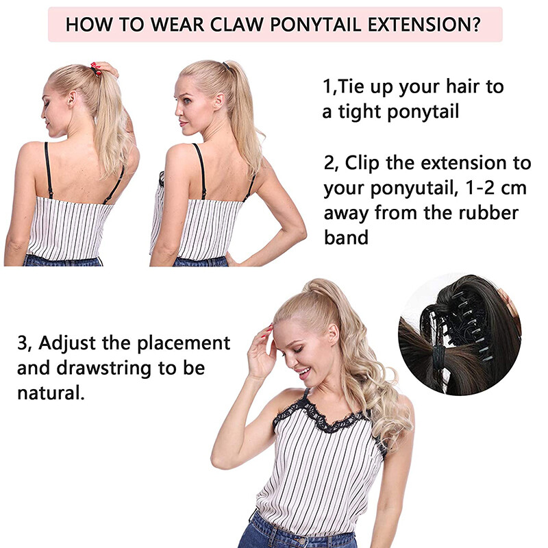 Claw Clip in Ponytail Extension Long Curly Wavy Pony Tail Jaw Hair Extensions US
