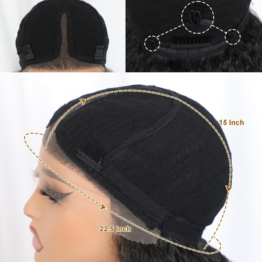 Long Kinky Straight Lace Front Wigs Pre Plucked Natural Yaki Hair Black Women