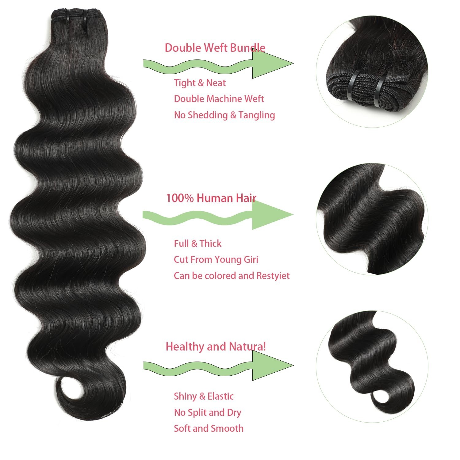 Elegant Body Wave Hair Bundles – 3 Pack, 18, 20, 22 Inch for Glamorous Looks