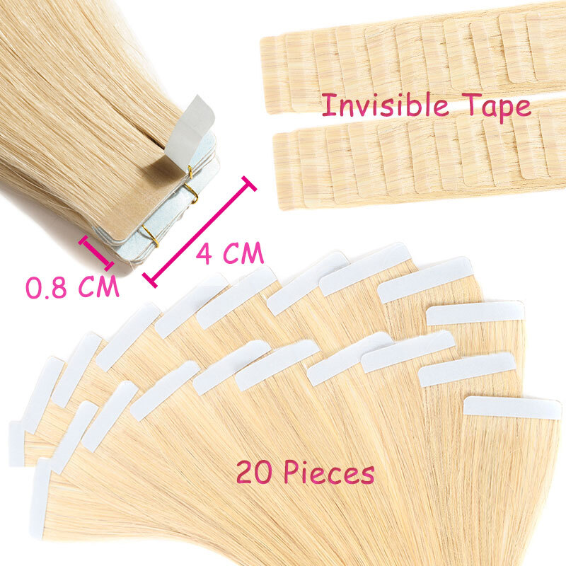 CLEARANCE Tape In 100% Real Remy Human Hair Extensions Skin Weft 10/20PCS Blonde