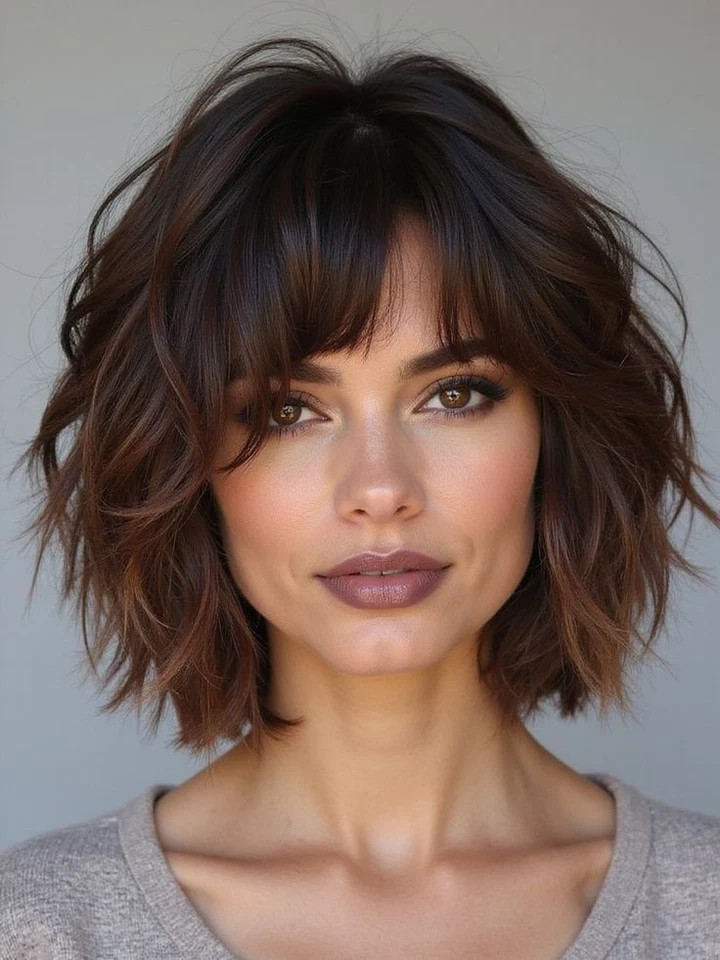 Short Ombre Auburn Brown Highlight Bob Wavy Lace Front 100 Human Hair Wi G1N