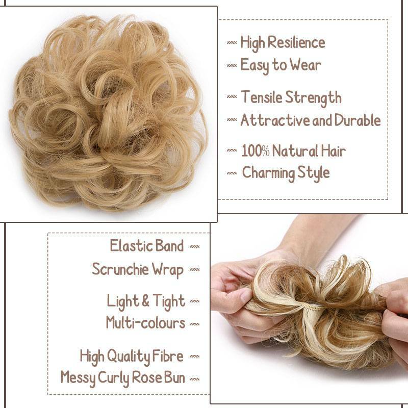 Real Thick Curly Messy Bun Hair Piece Scrunchie Natural Hair Extensions as human
