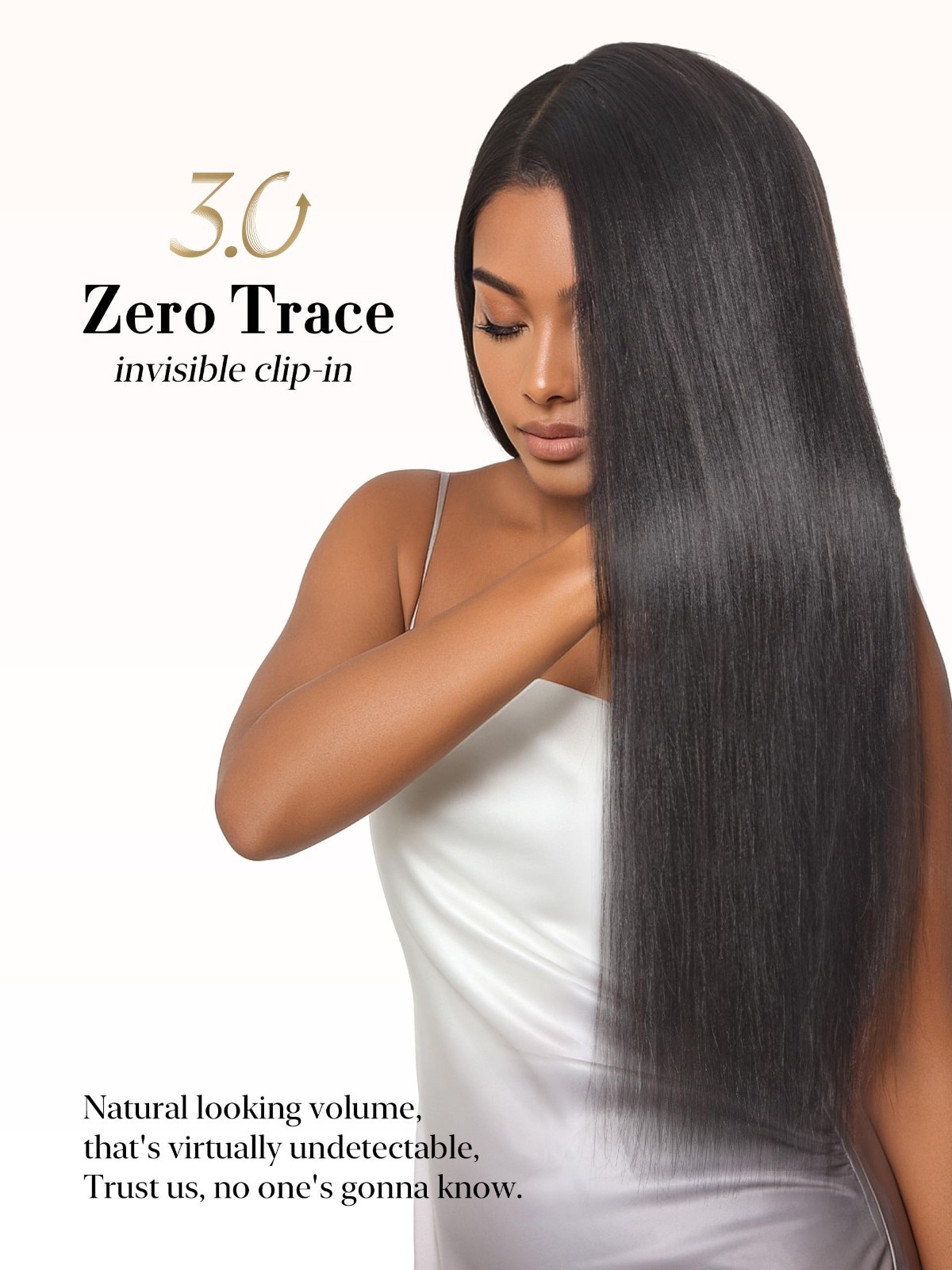 Invisible Clip-In Hair Extensions 20″ Yaki Straight 100g 7 Pcs – Real Human Hair