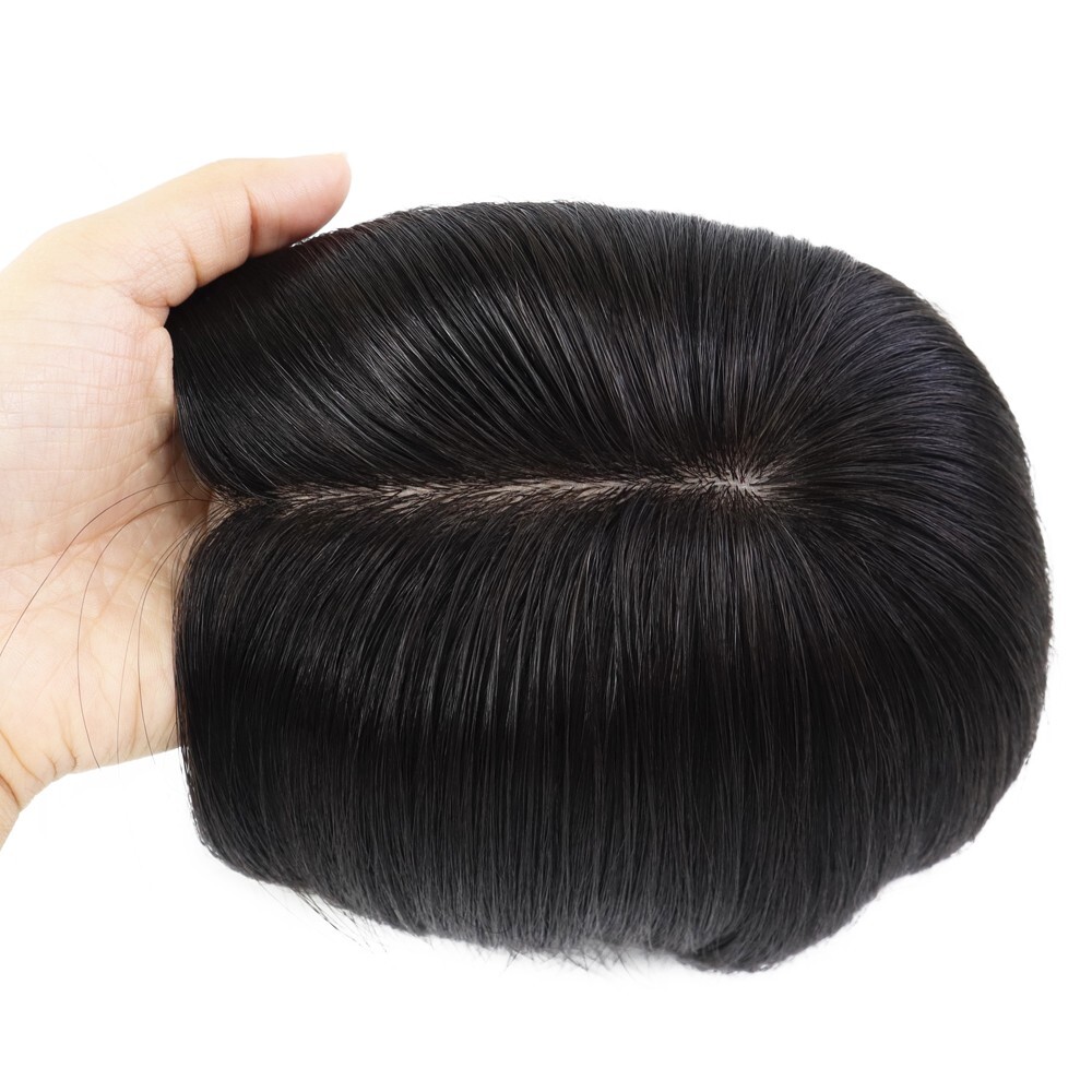 Women Topper Silk Top Human Cuticle Remy Hair Black Hair Top Pieces SP82#NC 16”