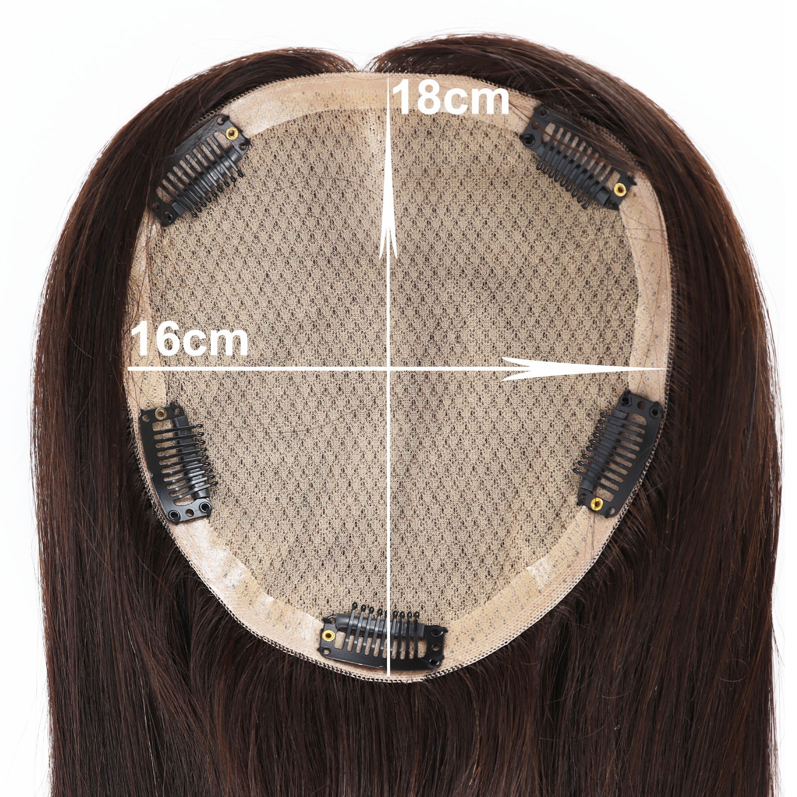 100% human hair Topper 16x18cm Remy Hair Silk Top Hand Tied Hair ready to wear
