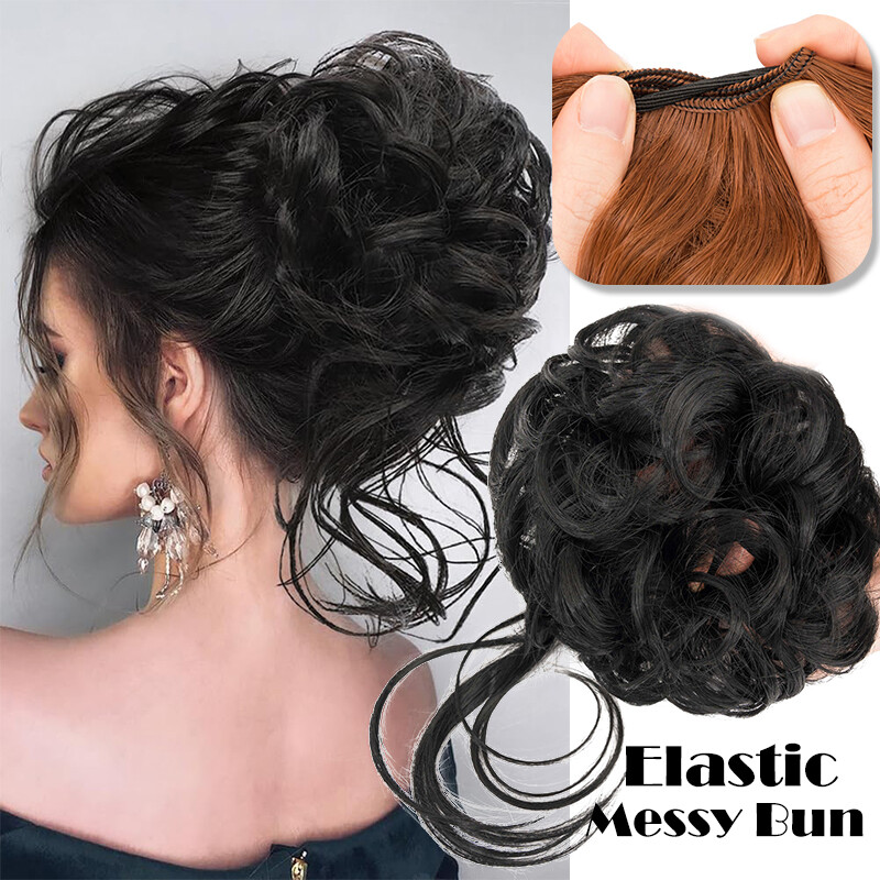 Natural Wrap on Messy Bun Hair Piece Ponytail Hair Extension Wedding Long Updo