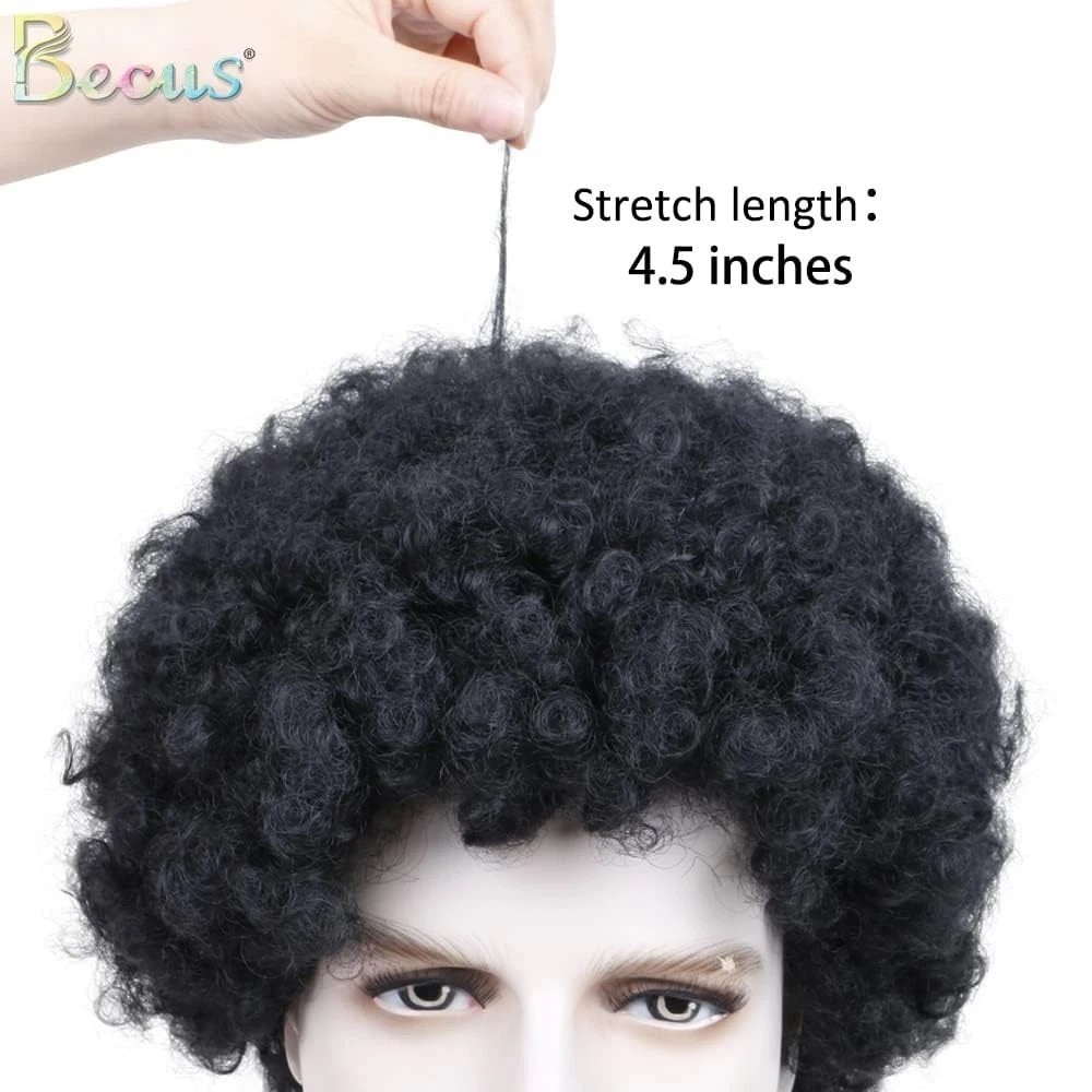Short Afro Wig for Men – Natural Black Kinky Curly Style for Cosplay & Halloween
