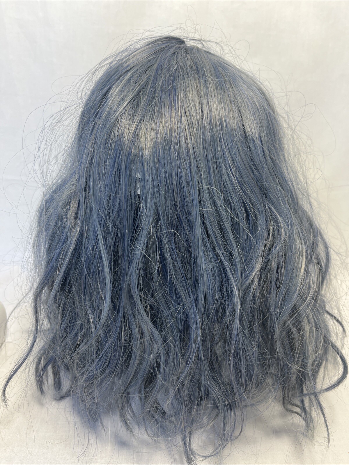 FAELBATY Synthetic Short Bob Blue mix Wavy Wig w bangs Shoulder Length 14″+gifts