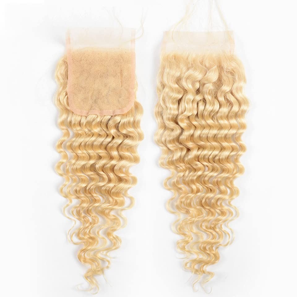 Kafeier Blonde 613 Closure Deep Wave Part Blonde Closure Human Hair Indian Remy