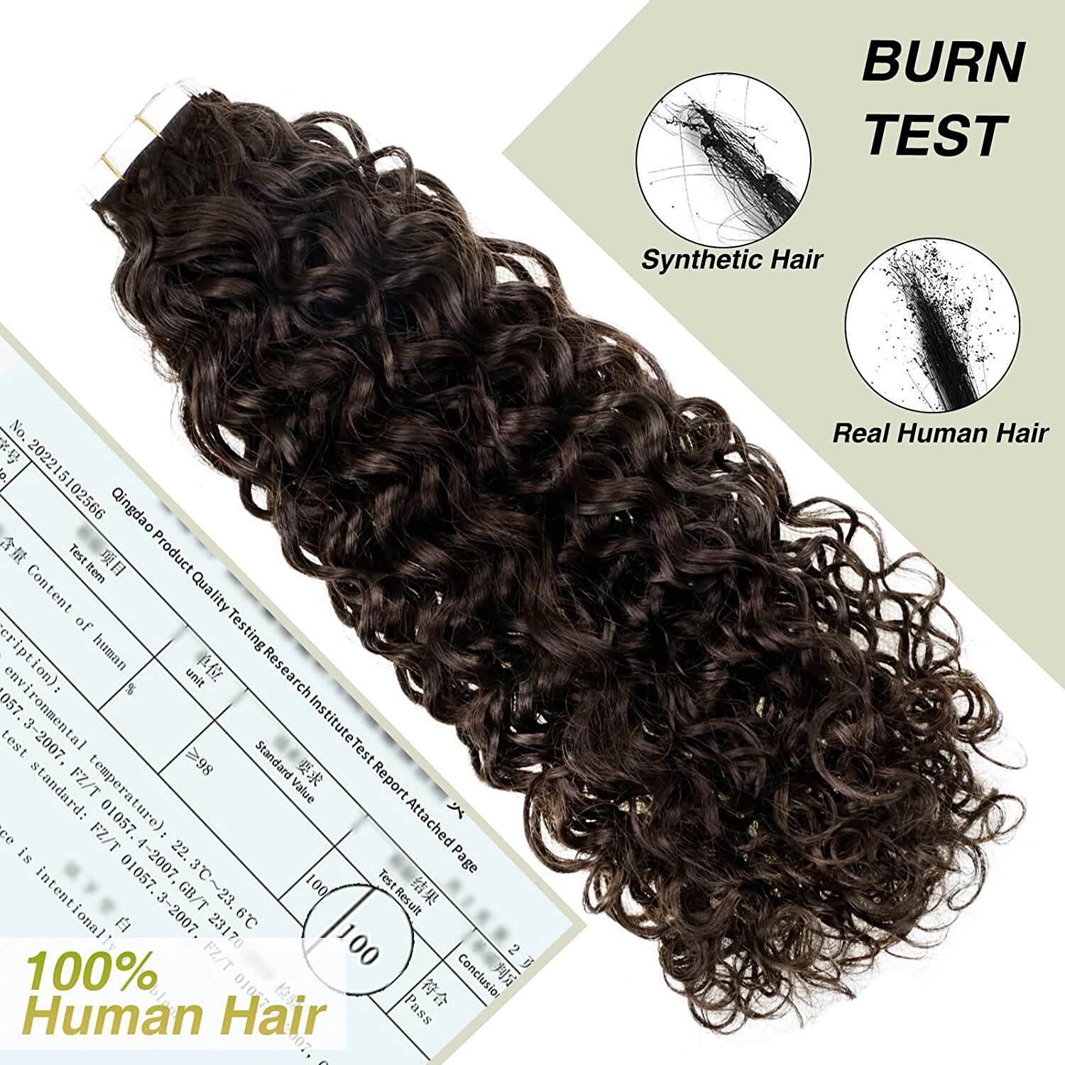 Tape in Remy Human Hair Extensions Seamless Skin Weft Deep Curly Hair 18inch45cm