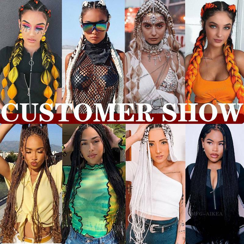 Pre-Stretched EZ Braiding Hair Extensions Ombre Jumbo Box Braids as Human Boho