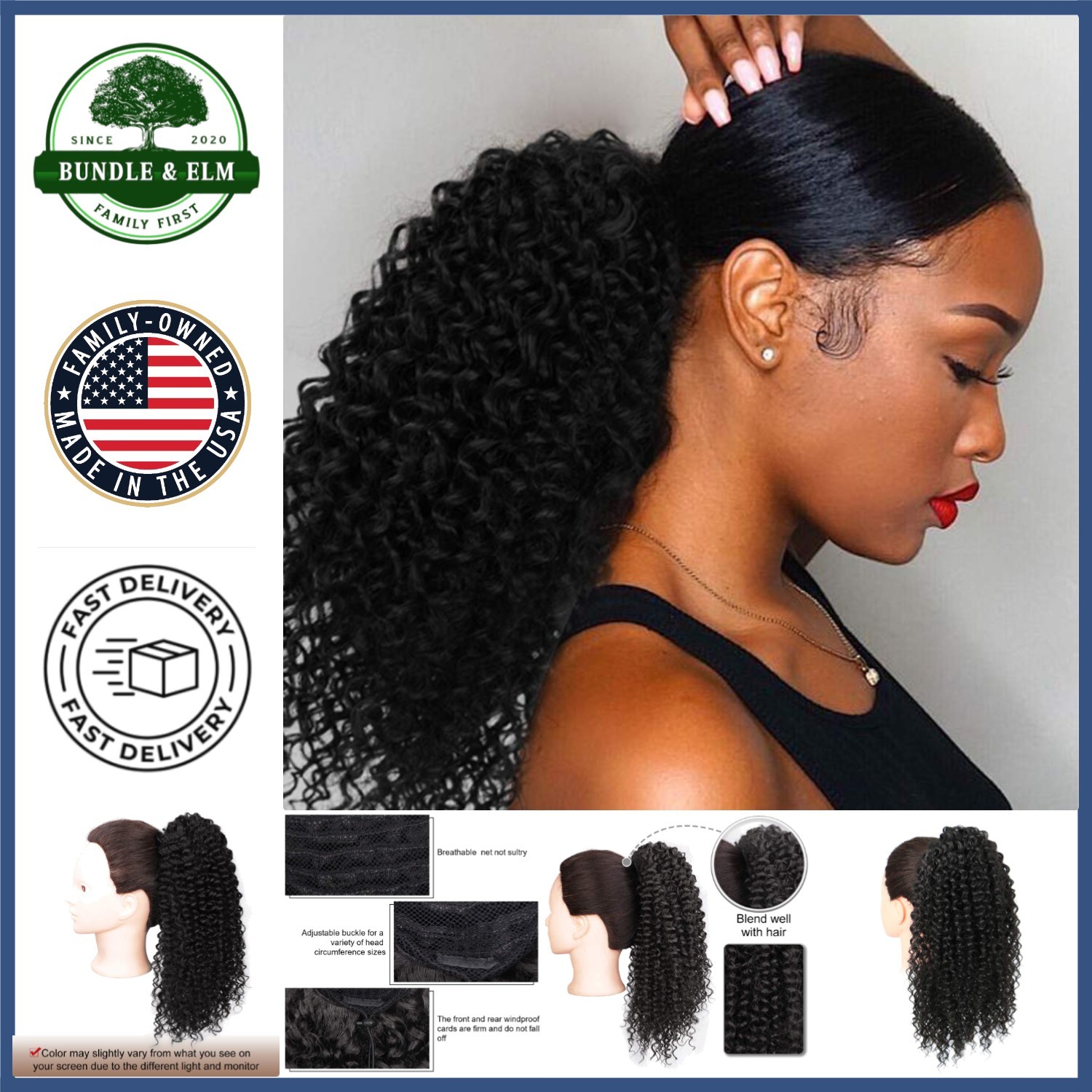 Kinky Curly Drawstring Ponytail with Soft Fiber for Natural Hair Appearance