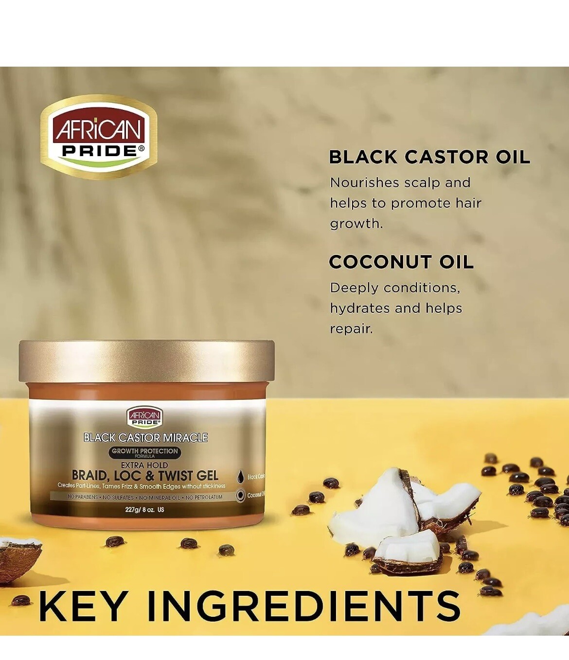 Black Castor Miracle Extra Hold Braid, Loc, Twist Gel, Tames Frizz Edges,exp8/27