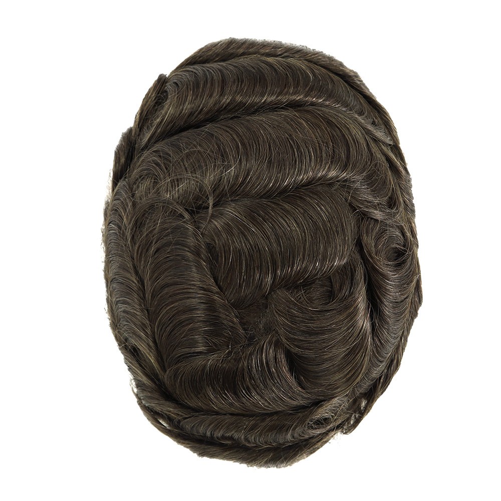 Toupee for Men Human Hair Replacement System 0.05mm Thin Skin Hairpieces BIO #4