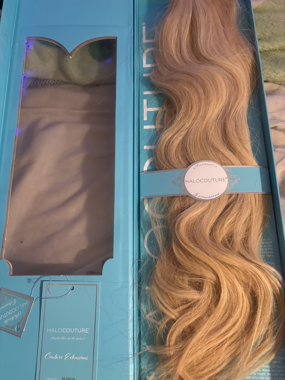HALOCOUTURE Clip-In Human Hair Extensions Remy Wavy 20in Blond 27-613