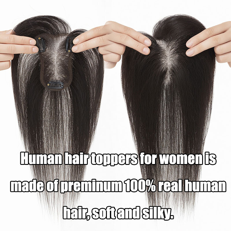100% Remy Human Hair Topper Clip In Top Full Lace Base MONO Toupee Hairpiece US