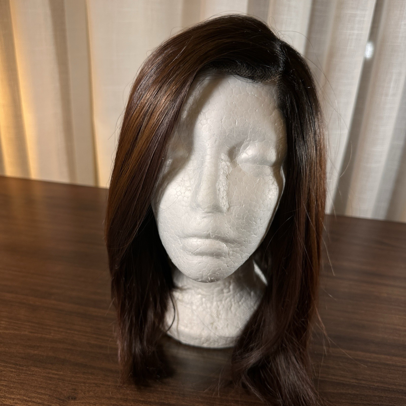 Brown Shoulder Length Synthetic Lace Front Wig Adjustable Natural Style