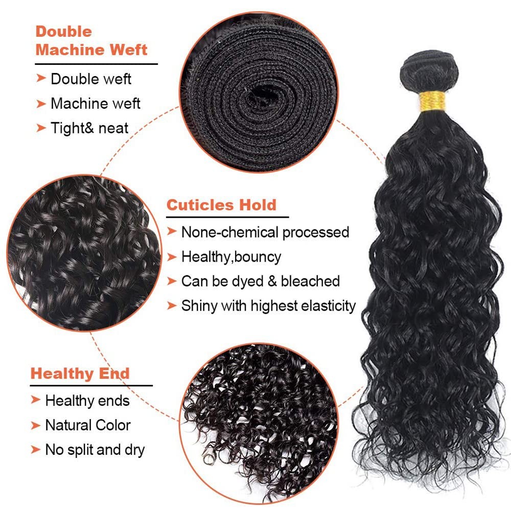Zevpiul Water Wave Bundles Human Hair 20 22 24 Inch Unprocessed Brazilian