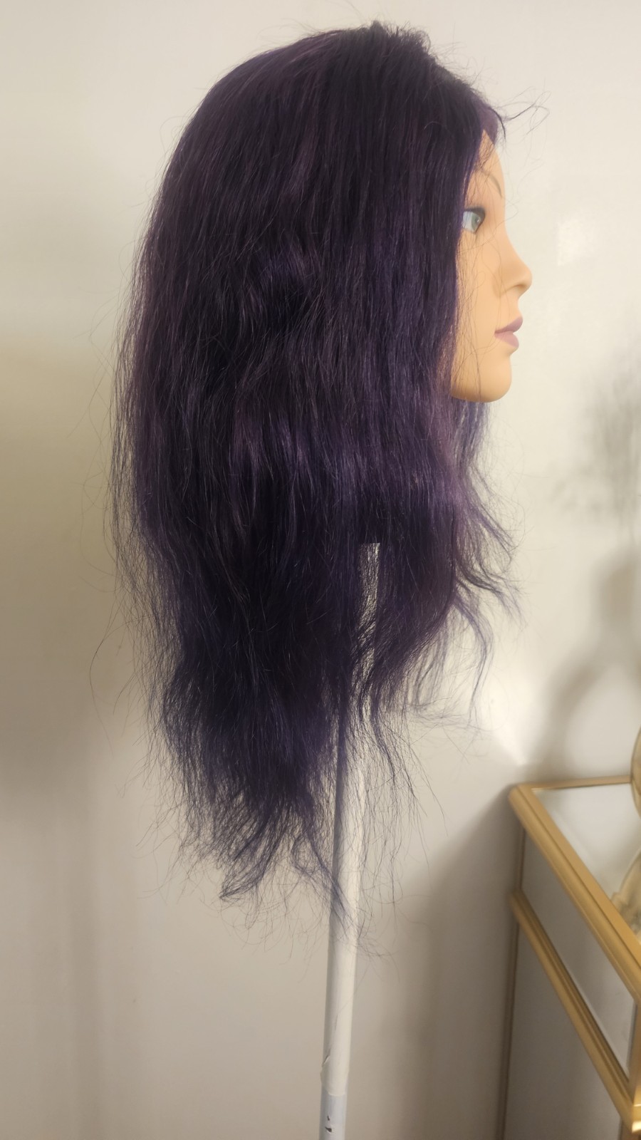 High-Quality Regular Top 24″ Purple Wavy 150% Virgin Human Hair Lace Wig