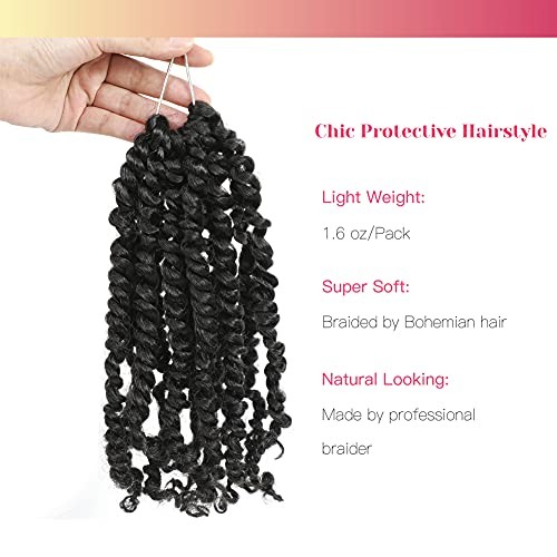 Passion Twist Crochet Hair 10 Inch Short 10 Inch (Pack of 8) 1B(Natural Black)