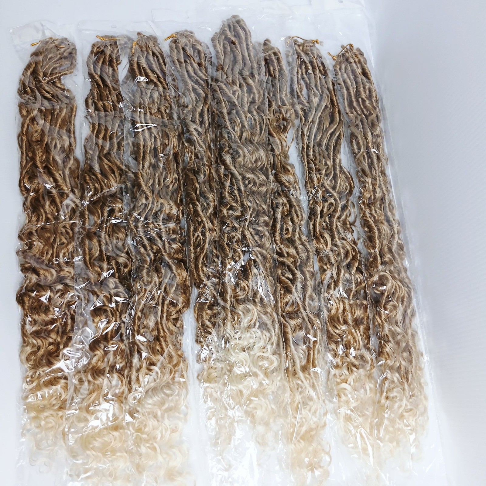 24 Inch Goddess Locs Crochet Hair 8 Packs #27/613 Ombre Blonde Boho