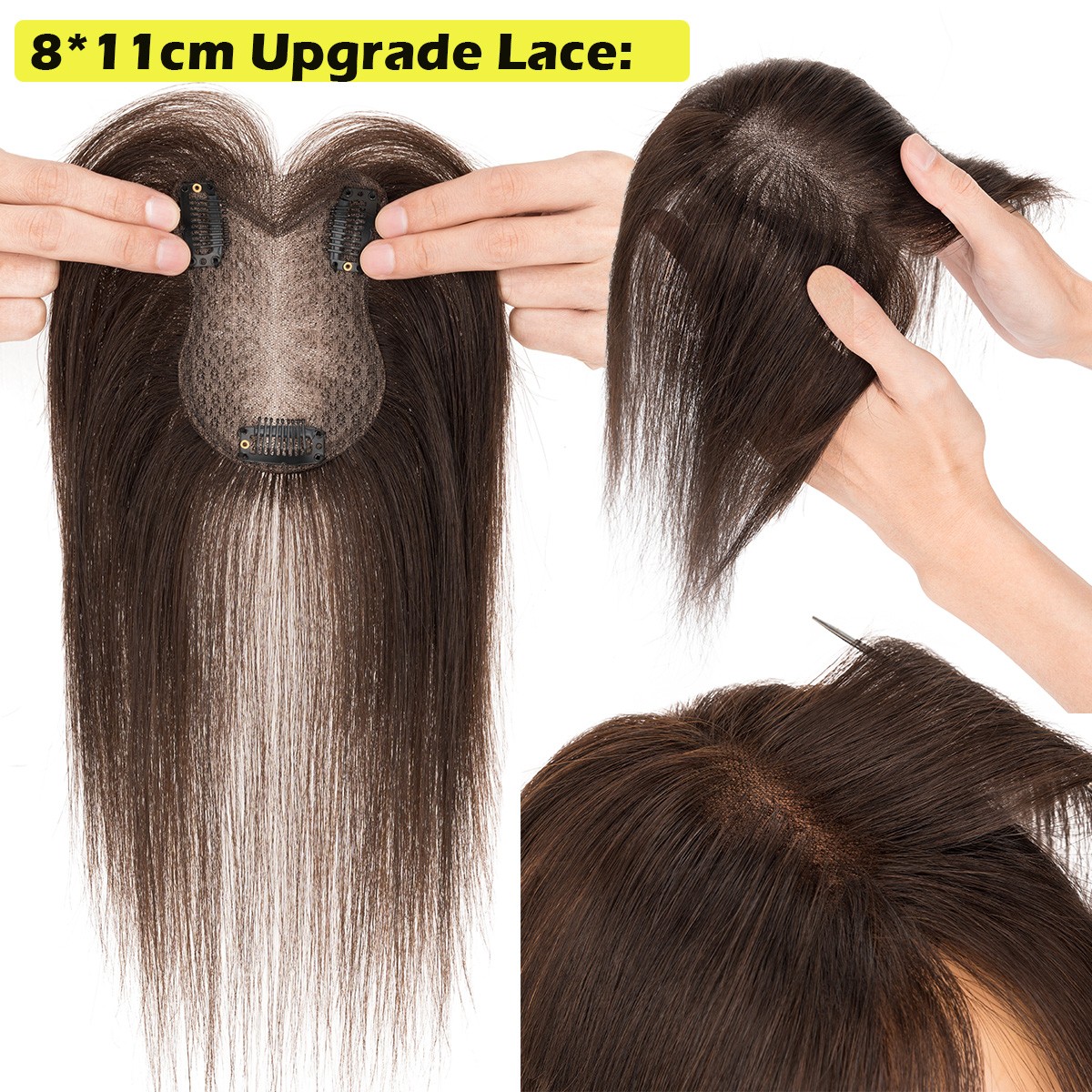 Remy Hair Toppers Clip In Real Human Hair Extensions Top Lace Toupee Hairpiece U