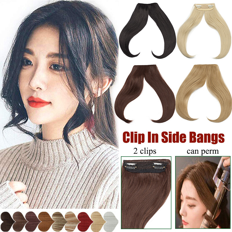 Thin Neat Bangs Clip in Bangs Real as Human Hair Extensions Front Hairpiece US