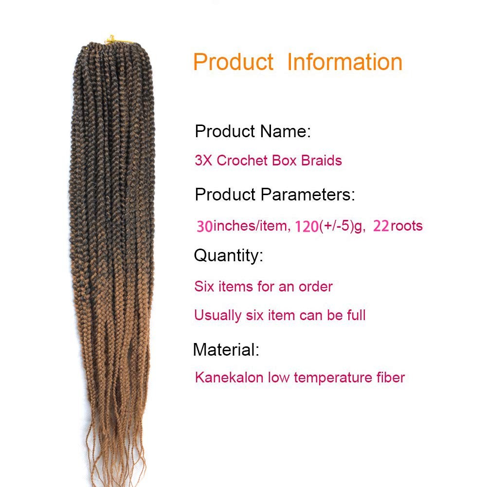 Mayloss 6 Packs/Lot 14/18/24/30 Inch 1Cm 20 Strands/Pack Thin 3X Braid Crochet